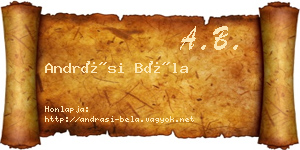 Andrási Béla névjegykártya